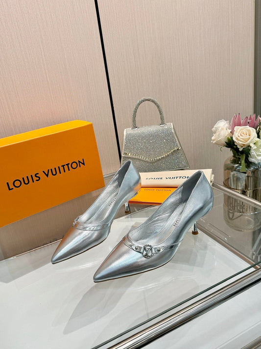 6AM HIGH HEELS 55 MM IN SILVER LAMBSKIN