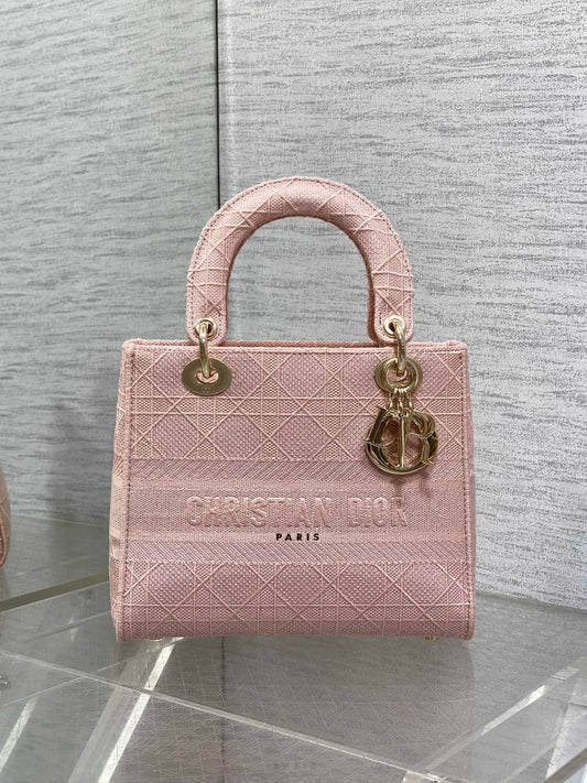 SMALL 24 LADY BAG IN PASTEL PINK CANVAS