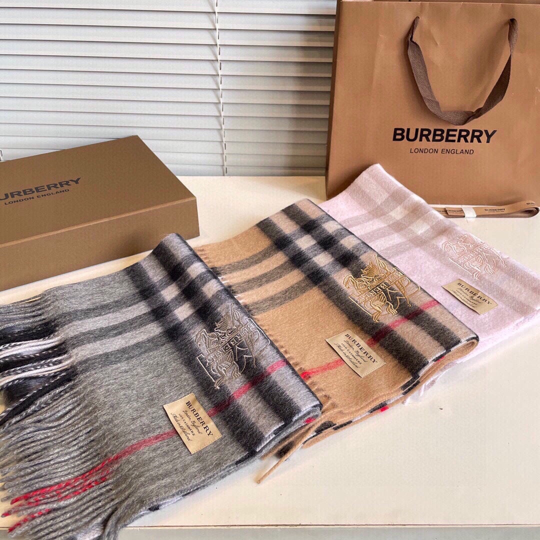 CLASSIC CHECK SCARF 180 CM IN CAMEL BROWN MIX BLACK CASHMERE 394772