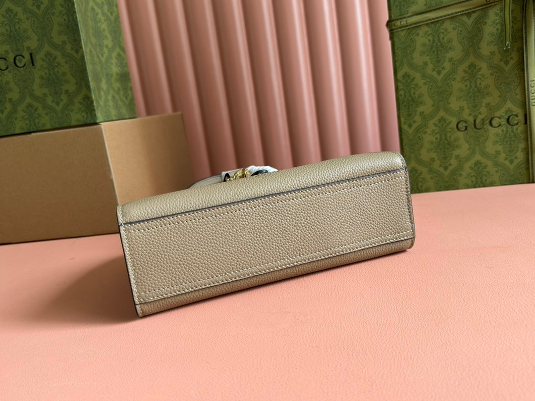SMALL JACKIE 24 TOTE IN DARK BEIGE LAMBSKIN