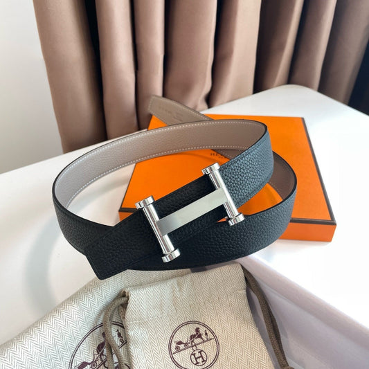 H AGORA BELT 32MM BLACK GREY LEATHER