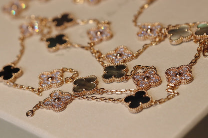 CLOVER 20 MOTIFS DARK MOP DIAMOND PINK GOLD