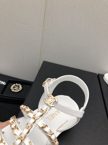 SANDALS WHITE LAMBSKIN