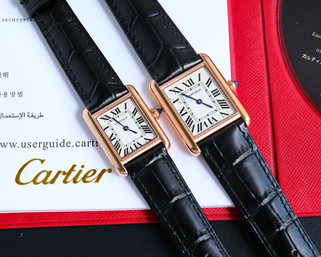 TANK MUST SMALL PINK GOLD LEATHER STRAP WHITE DIAL