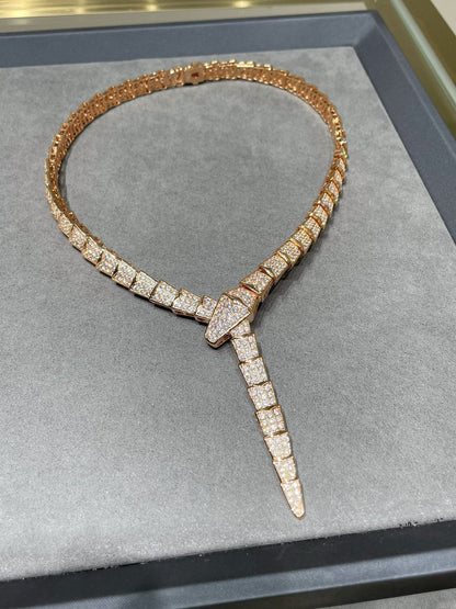 SERPENTI VIPER PINK GOLD DIAMOND PAVED NECKLACE