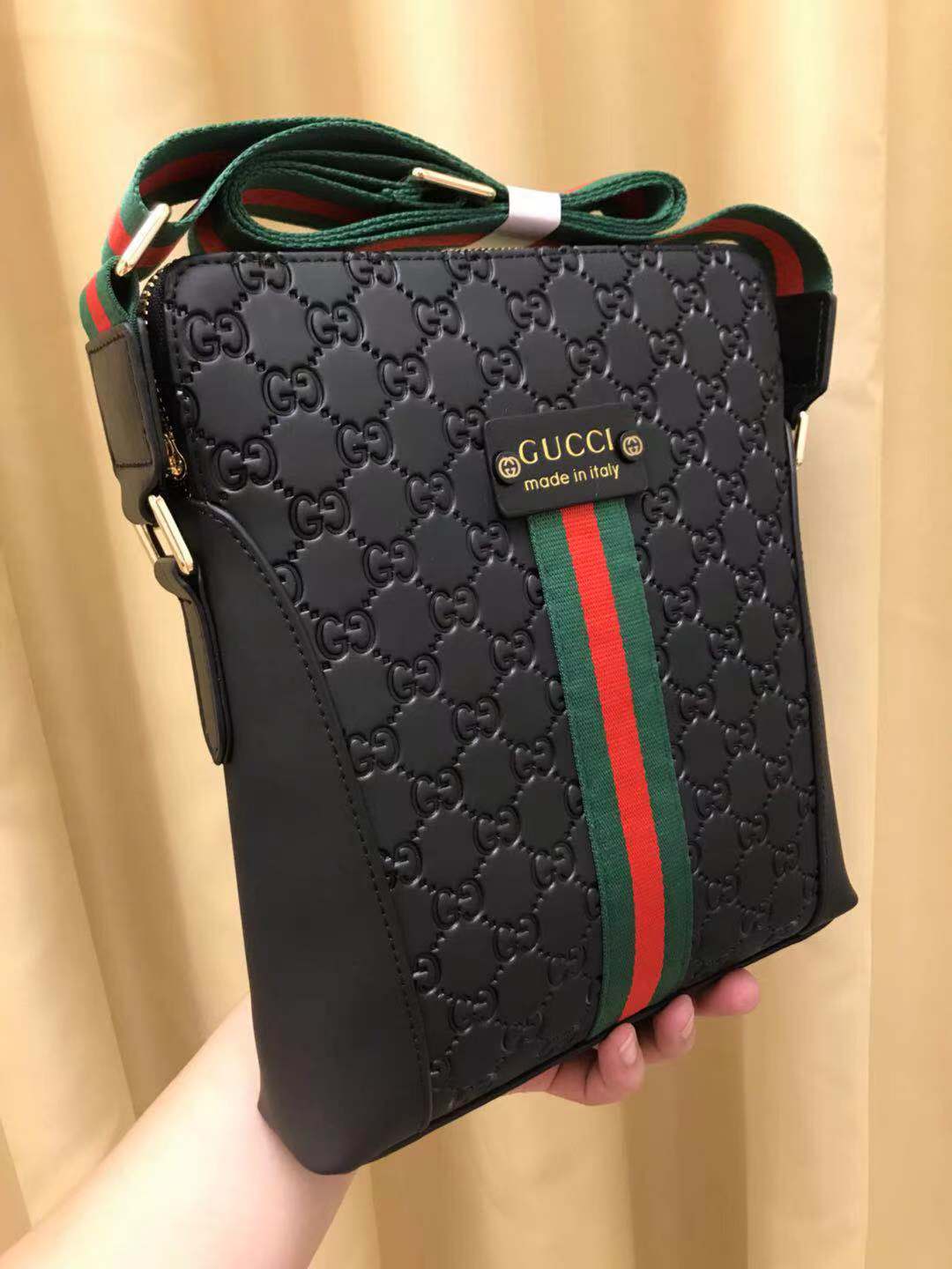 GG CROSSBODY BLACK RED LEATHER