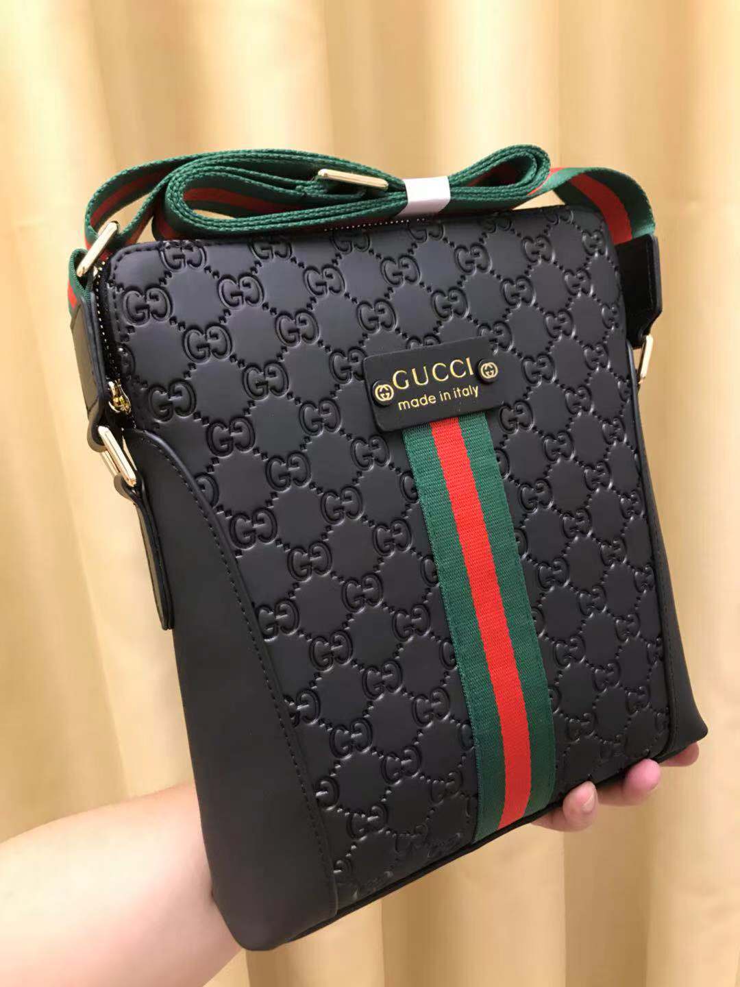 GG CROSSBODY BLACK RED LEATHER
