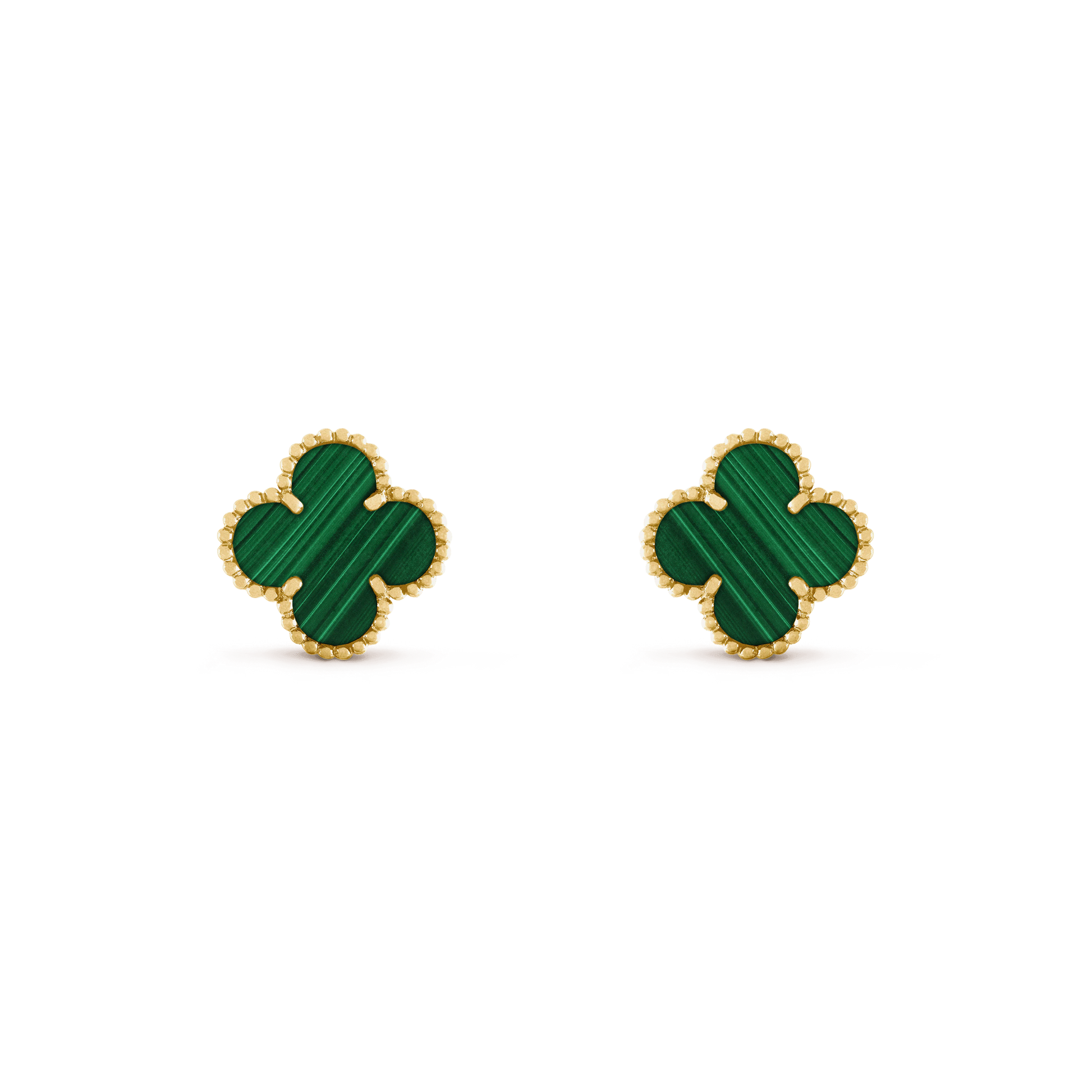 CLOVER MEDIUM MALACHITE PINK GODL EARRINGS