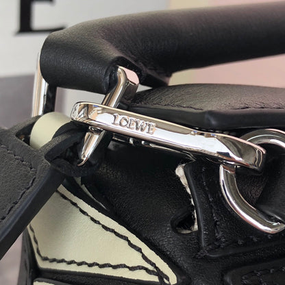 LOE MINI 18 PUZZLE BAG IN WHITE MIX BLACK CALFSKIN
