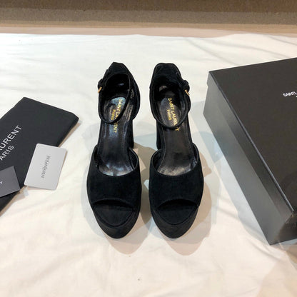 SL JODIE 135 PLATFORM SANDALS BLACK SUEDE