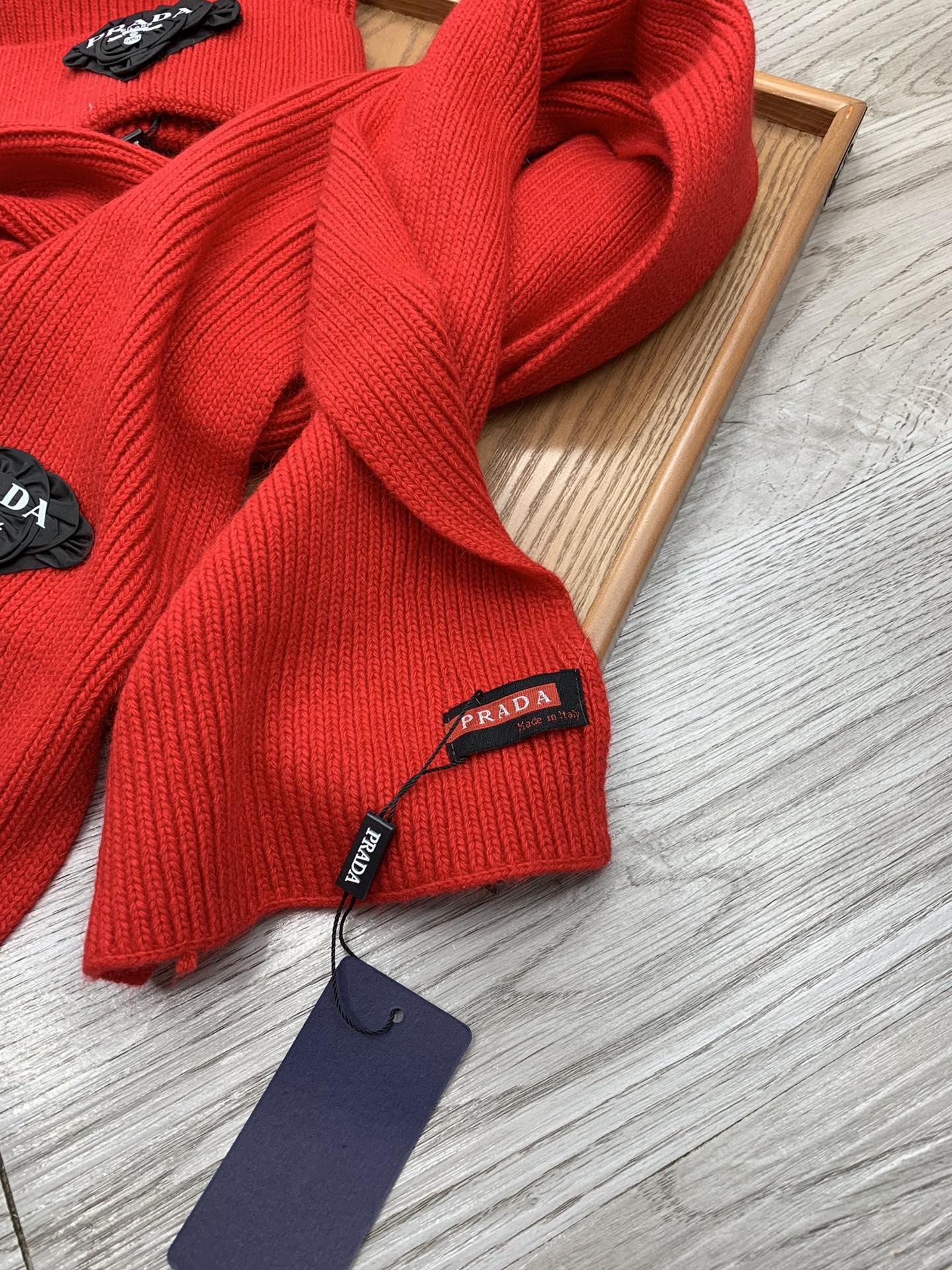 SET SCARF AND HAT IN CHERRY RED WOOL AND RABBIT FUR 386076