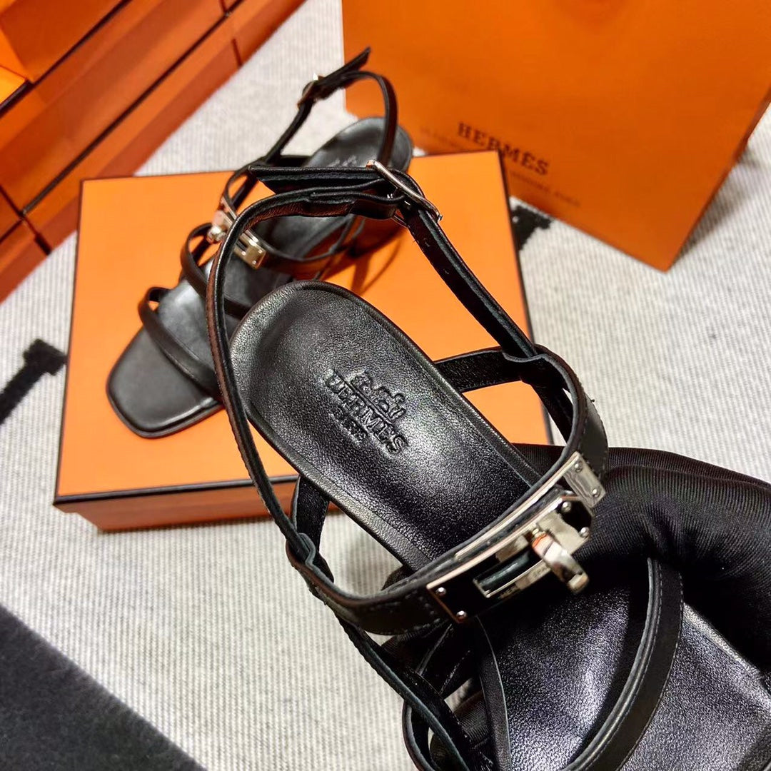 MID - SANDAL BLACK CALFSKIN