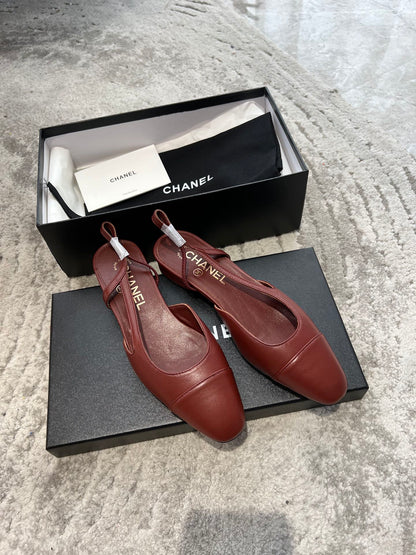 SLINGBACKS WINE RED CALFSKIN