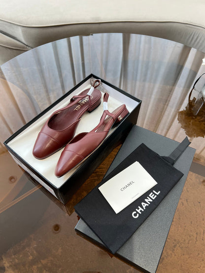 SLINGBACKS WINE RED CALFSKIN