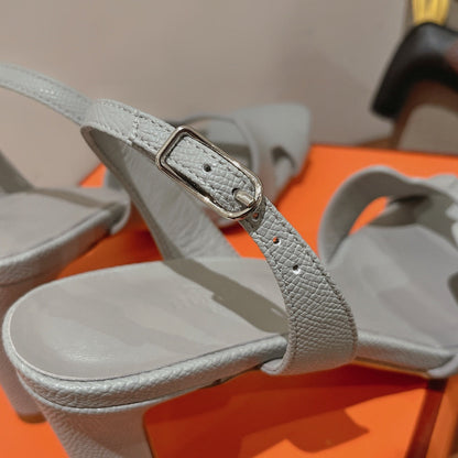 SLINGBACK SANDAL ETERNITE 75 CREAM GRAY LAMBSKIN
