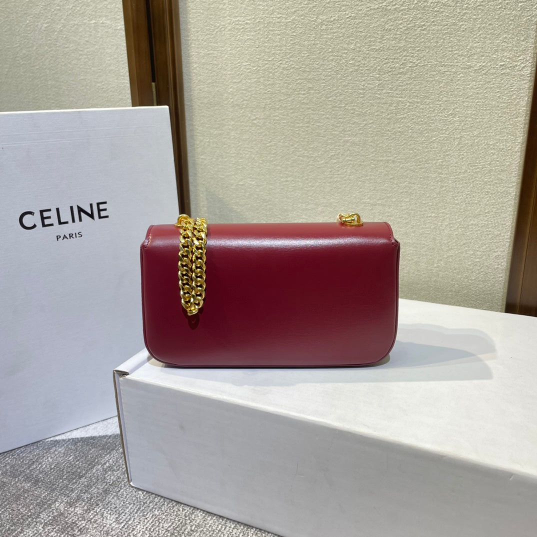 CHAIN EMBOSSED ARMPIT BAG 20 IN WINE RED CALFSKIN
