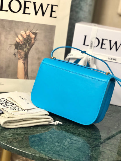LOE GOYA BAG 18 IN COBALT BLUE SILK CALFSKIN