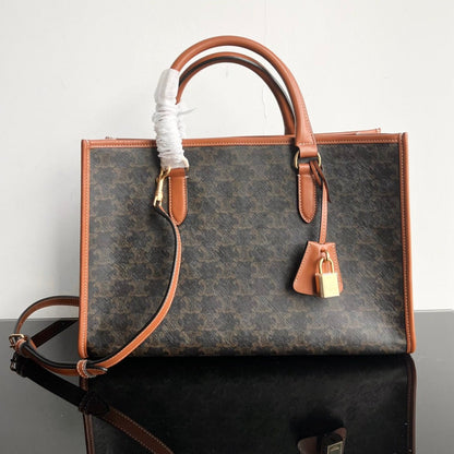 TRIPHOME CABAS 35 BLACK CALFSKIN TOTE