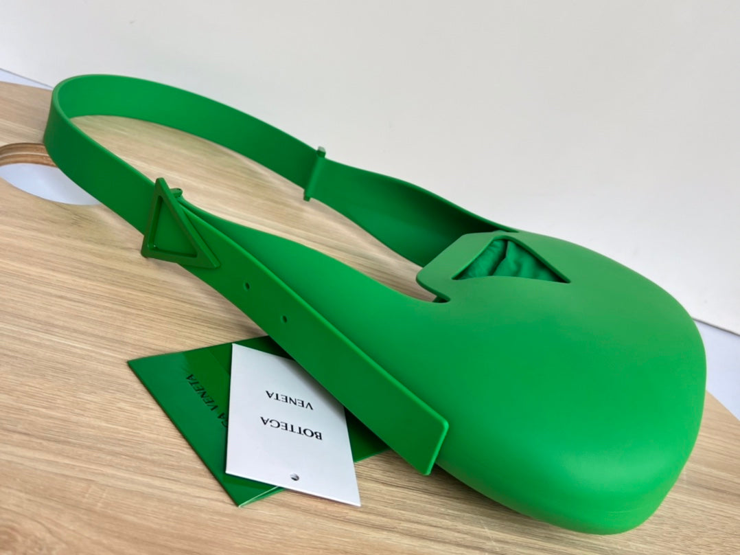 SHOULDER BAG 27 IN JADE GREEN RUBBER AND NYLON FABRIC