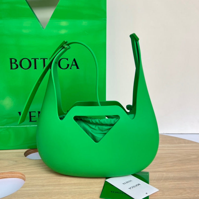 SHOULDER BAG 27 IN JADE GREEN RUBBER AND NYLON FABRIC