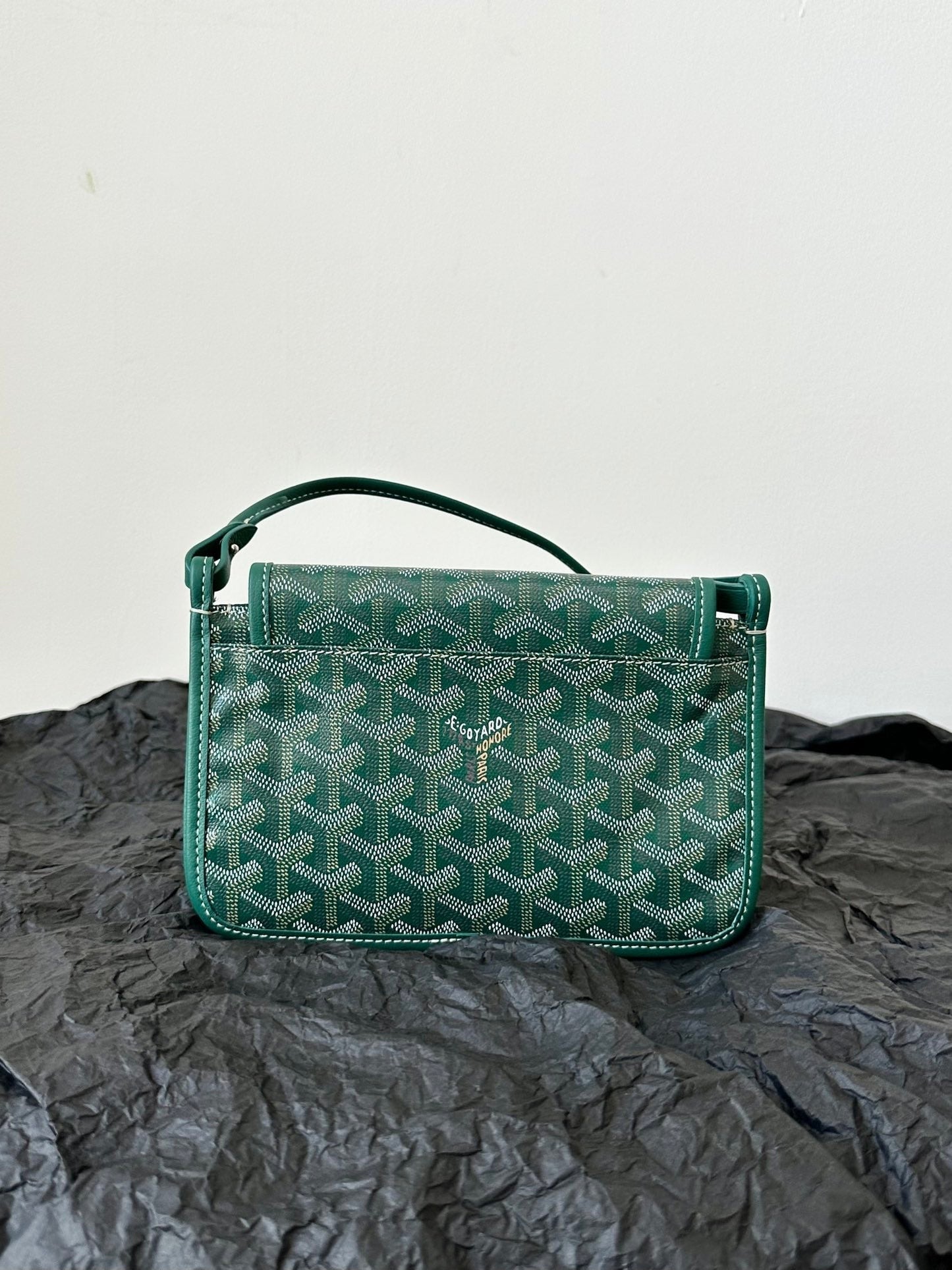 PLUMET POCKET WALLET 20 IN GREEN GOYARDINE CANVAS AND LAMBSKIN TRIM