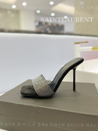 SL LUCKY CRYSTAL HIGH HEELS BLACK CALFSKIN
