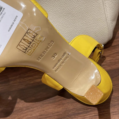 SLINGBACK ETERNITE 105 YELLOW LAMBSKIN AND CROCODILE LEATHER