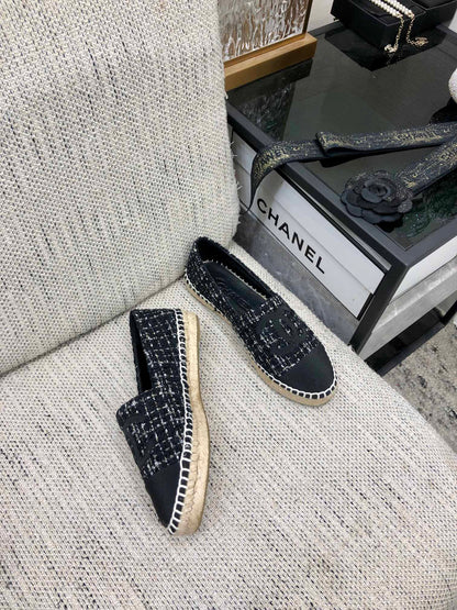 LOAFER IN BLACK MIX WHITE WOOL TWEED