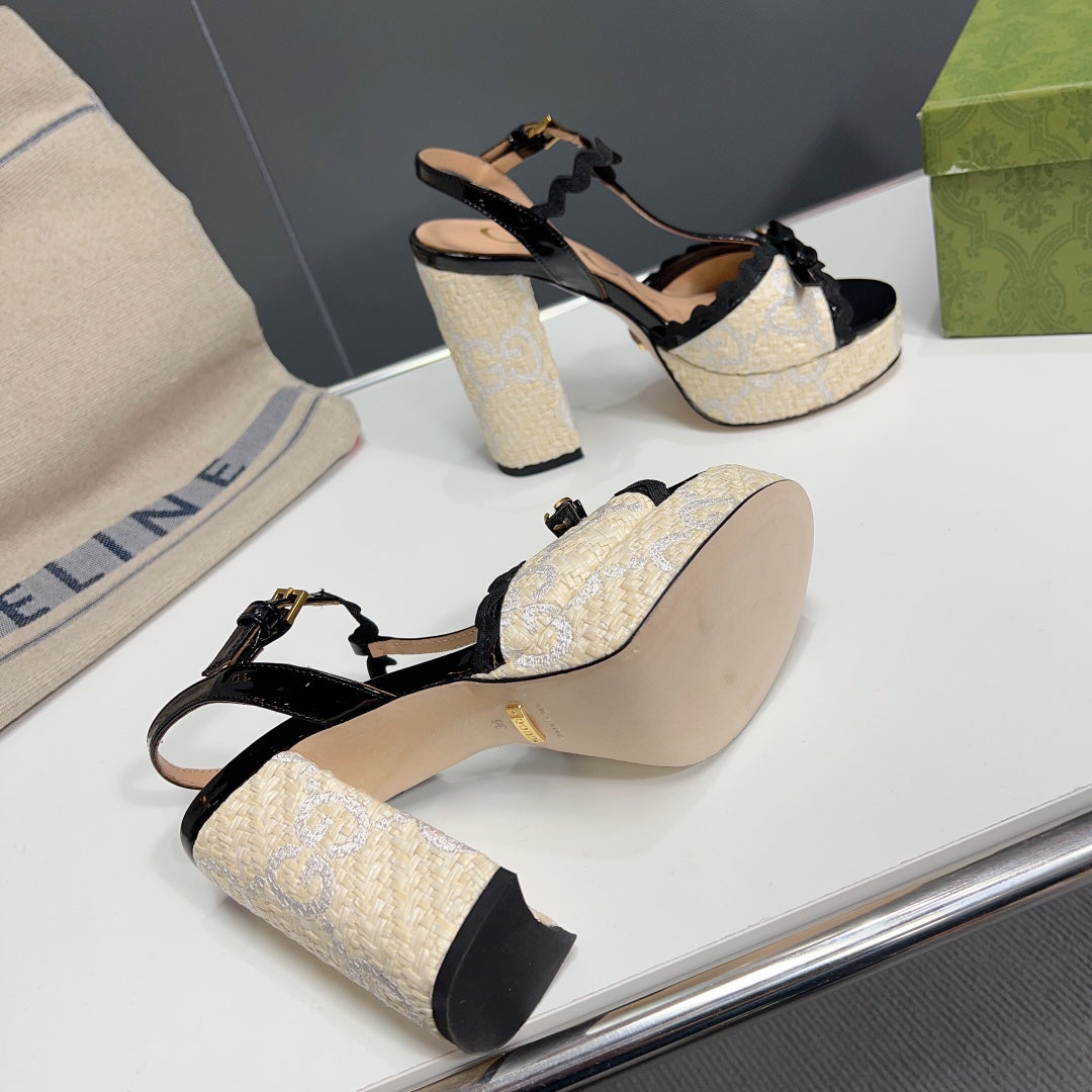 GG 105 HIGH HEEL SANDAL CREAM STRAW