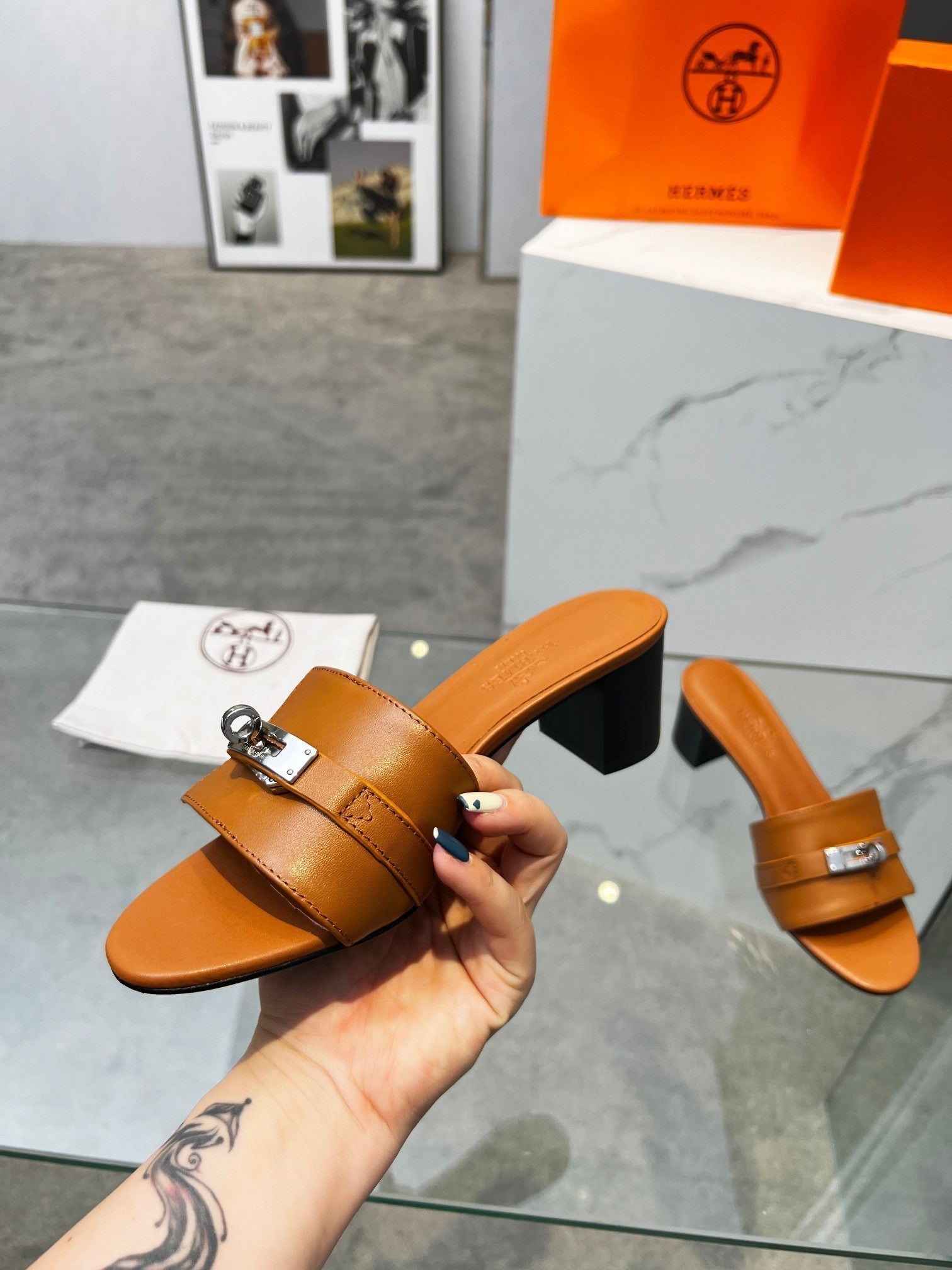 Gigi 50 Sandal Tan Calfskin