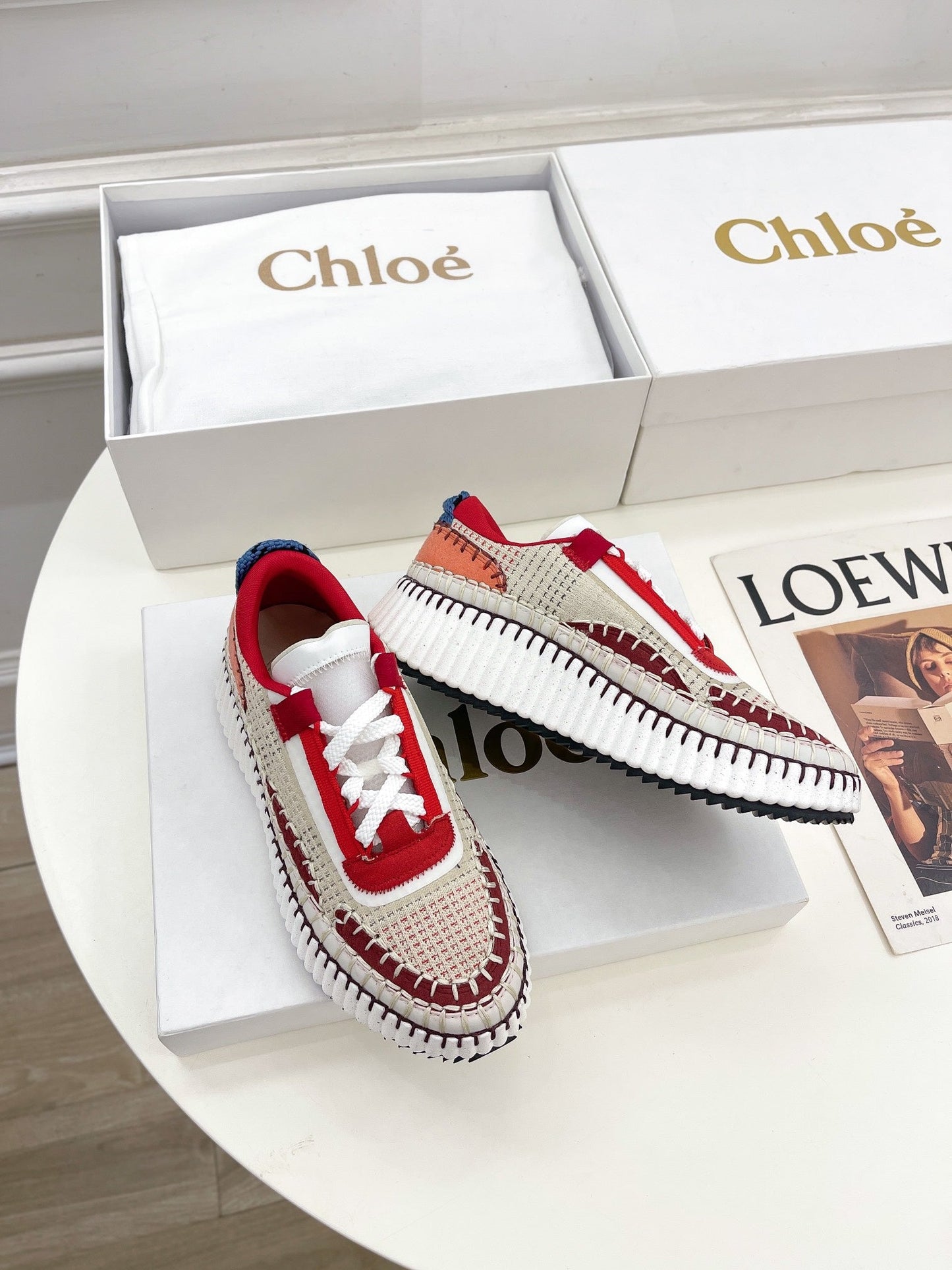 NAMA SNEAKER IN CHERRY RED MIX COLORFUL SPECIAL FABRIC