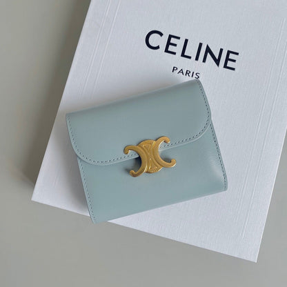 TRIPHOME 10 TRIFOLD WALLET CALFSKIN BLUE PASTEL