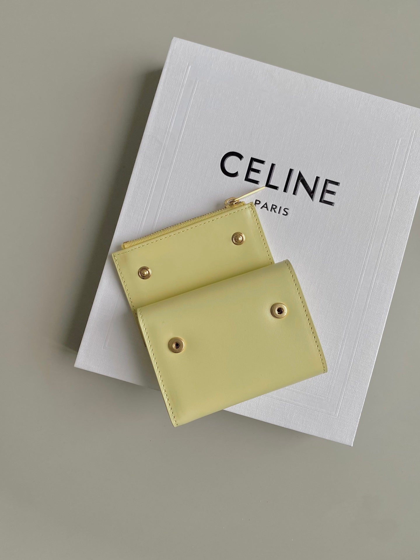 TRIOMPHE 9 WALLET TWO-IN-ONE YELLOW PASTEL CALFSKIN