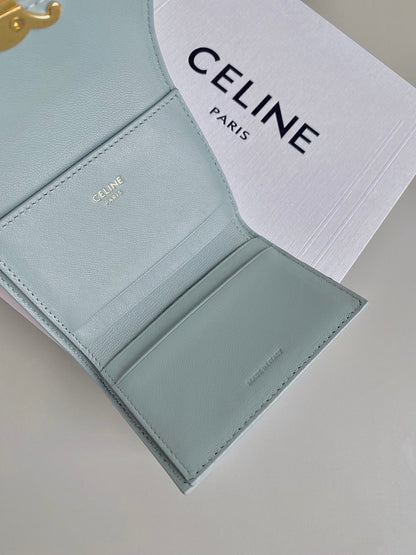 TRIPHOME 9 WALLET TWO-IN-ONE GLACIER BLUE CALFSKIN