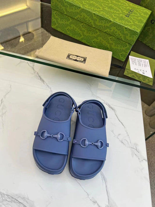 HORSEBIT FLATFORM SANDAL 5 CM IN AEGEAN BLUE IMPORTED TPU