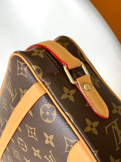TROCADERO MEDIUM MESSENGER BAG 27 IN BEIGE AND BROWN MONOGRAM COATED CANVAS