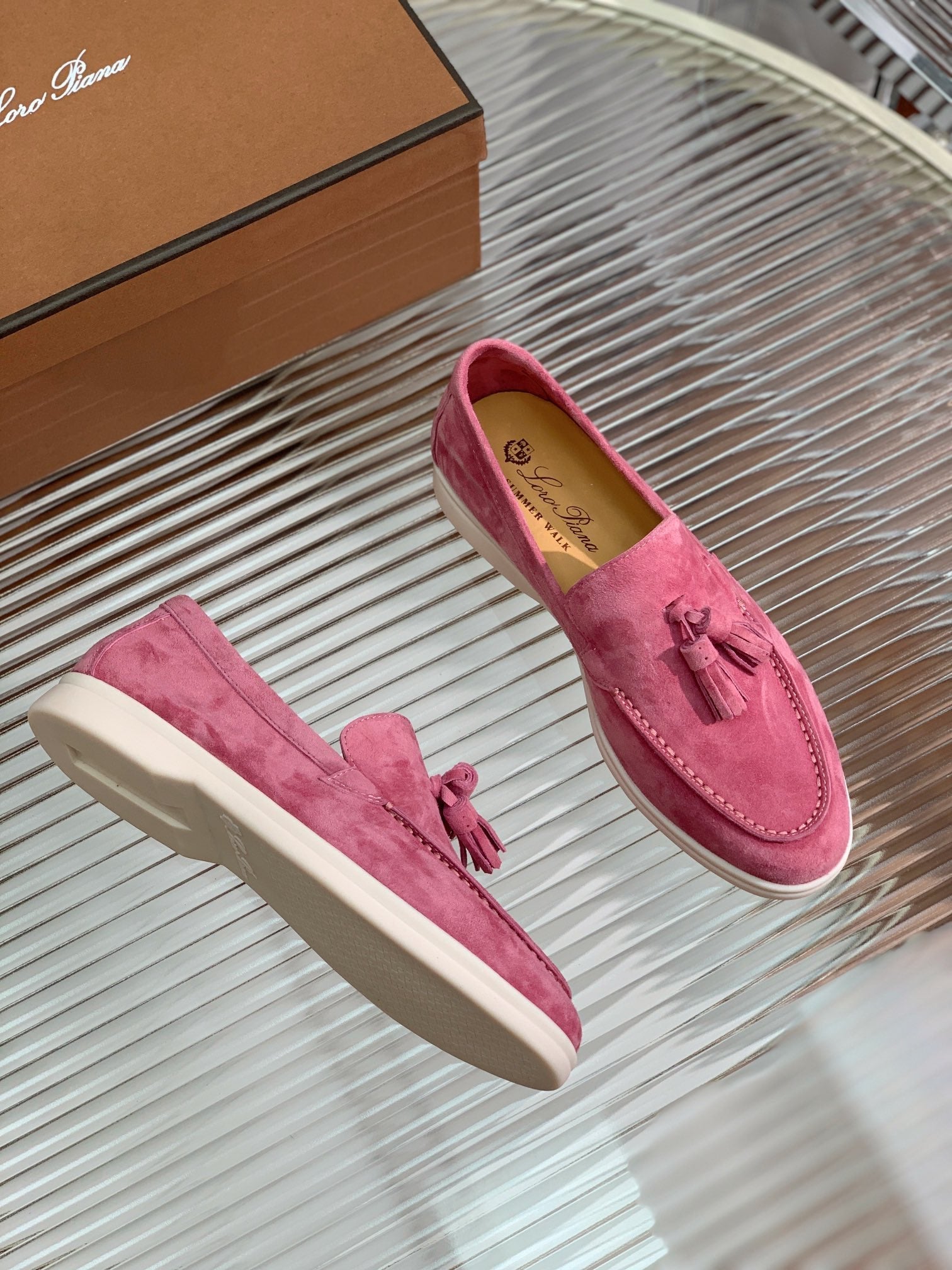 LP SUMMER WALK TASSELS LOAFERS BARBIE PINK SUEDE