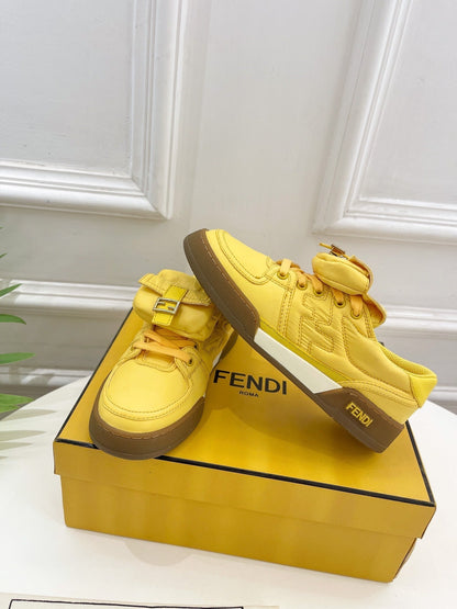 FENDI TRAINER SNEAKER IN CORN YELLOW LAMBSKIN