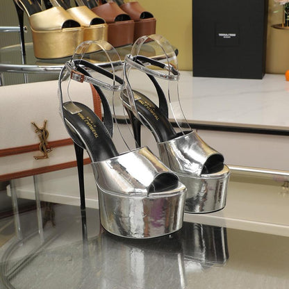 SL SUPER HIGH HEELS SANDAL SILVER CALFSKIN