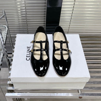 FLAT SANDALS WITH DOUBLE STRAP-DESIGN LEATHER BLACK