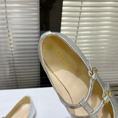FLAT SANDALS WITH DOUBLE STRAP-DESIGN LEATHER SILVER