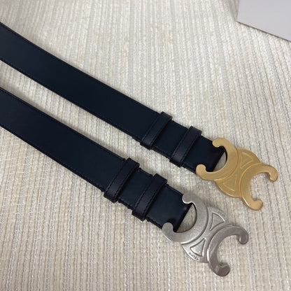 Triomphe Belt 35mm Black Calfskin Ghw