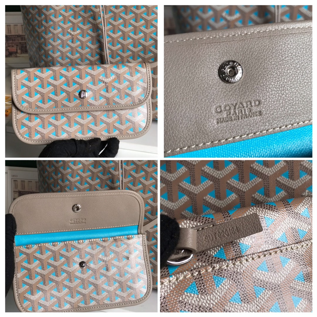 SAINT LOUIS PM 34 IN GREY MIX BLUE GOYARDINE CANVAS AND CALFSKIN