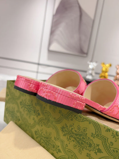 GG CHUNKY SLIDE SANDAL BRIGHT PINK CALFSKIN