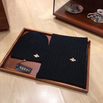 SET SCARF AND HAT IN BLACK WOOL 945021