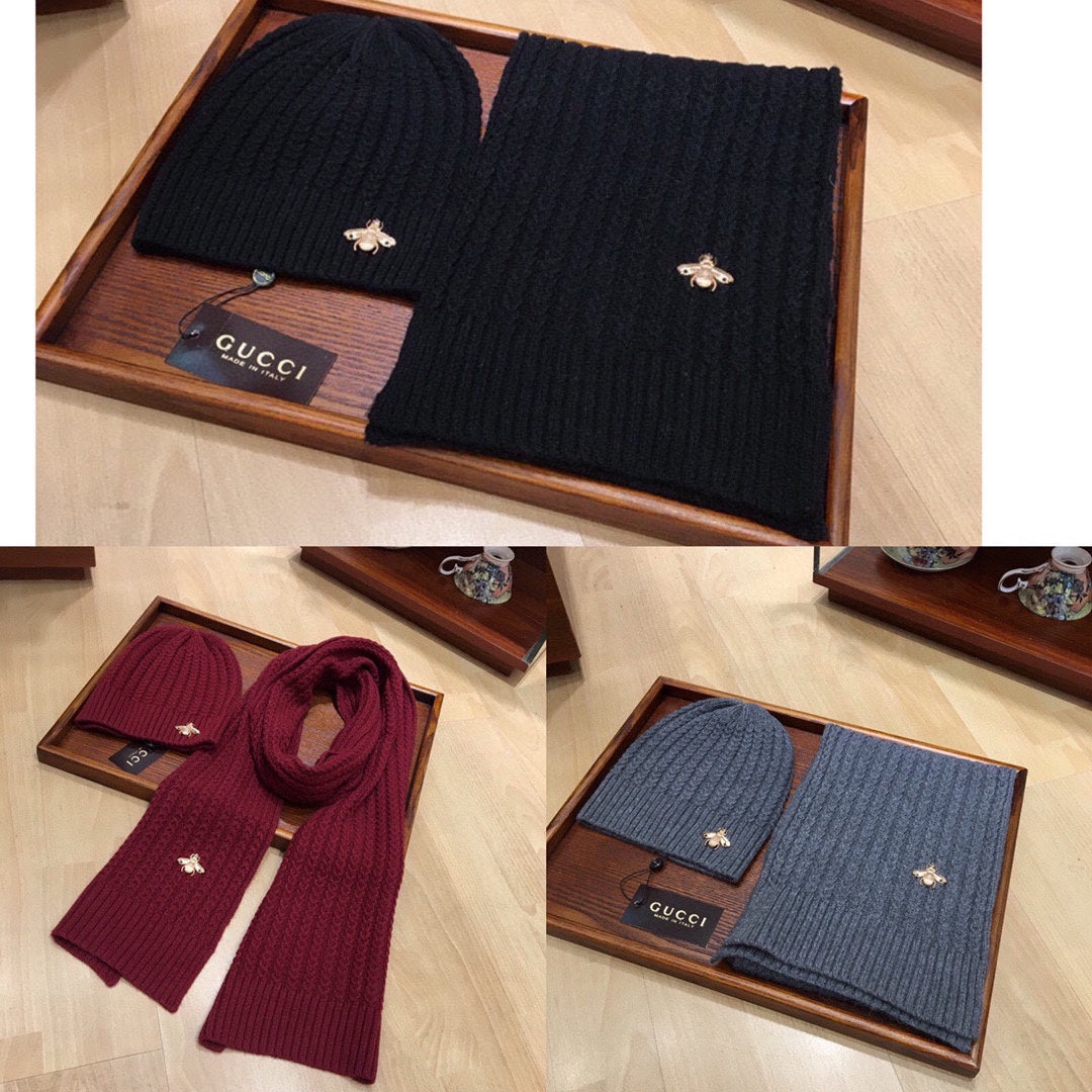 SET SCARF AND HAT IN SHARK GRAY WOOL 945023