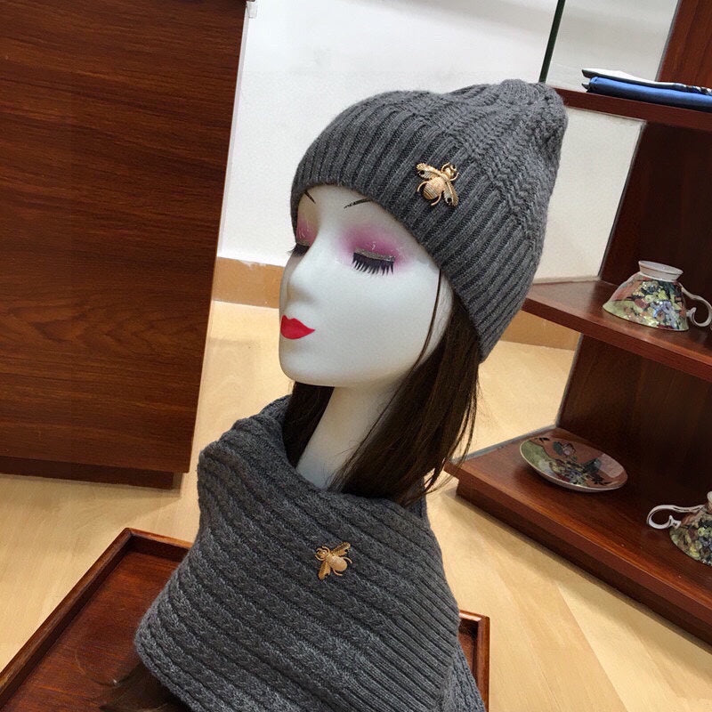 SET SCARF AND HAT IN SHARK GRAY WOOL 945023