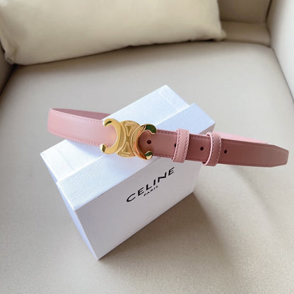 Medium Triomphe Belt 25mm Pink Calfskin Ghw