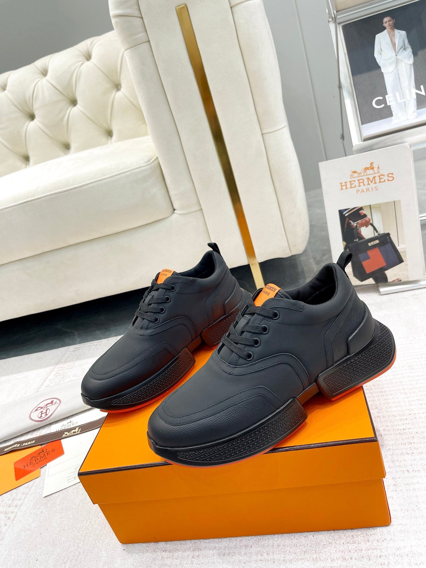 GIGA SNEAKER IN FULL BLACK STITCHED MESH AND CALFSKIN