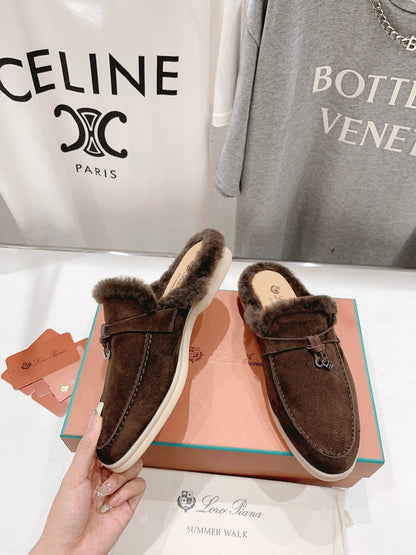 LP CHARMS WALK BABOUCHE LOAFERS BROWN FLEECE